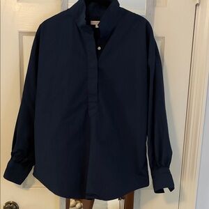 ANN MASHBURN Navy Popover Blouse